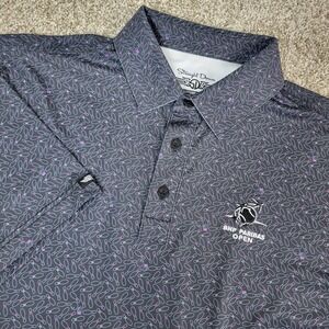 Straight Down Mens Large Black AOP Bowling Pins Performance Stretch Polo SS